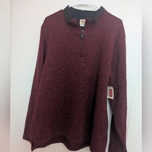 Wrangler Men's Maroon Quarter-Zip pull over Sweater Cozy Cowboy Large